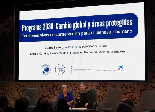 Juana Barber i Carlos Montes durant la presentació. Autor: EUROPARC-Espanya