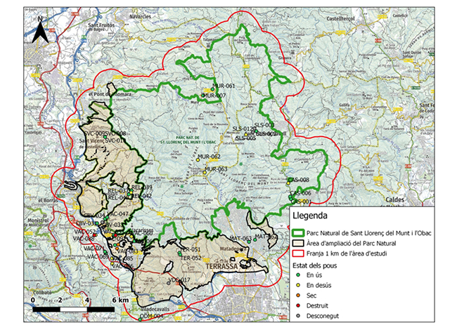 Mapa dels pous del Parc Natural