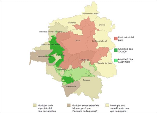 Mapa dels municipis i ampliació del Parc. Autor: XPN