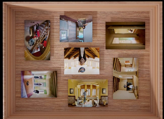 Simulació de la vitrina amb les fotografies del projecte 'La mirada interior. Artistes / poetes convidats al Marquet de les Roques'. Autor: Adolf Alcañiz