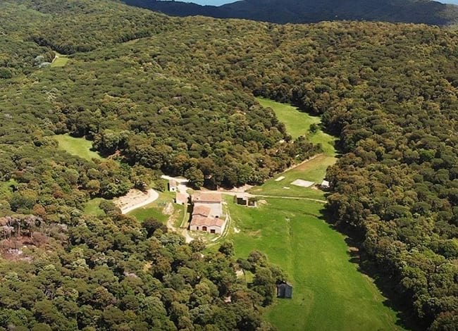 Imatge aèria de Can Bosc, al Parc del Montnegre i el Corredor. Autor: Paisatges Vius