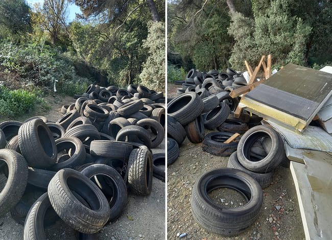 Abocament d'un gran volum de pneumàtics al Parc Natural. Autor: CPNSC