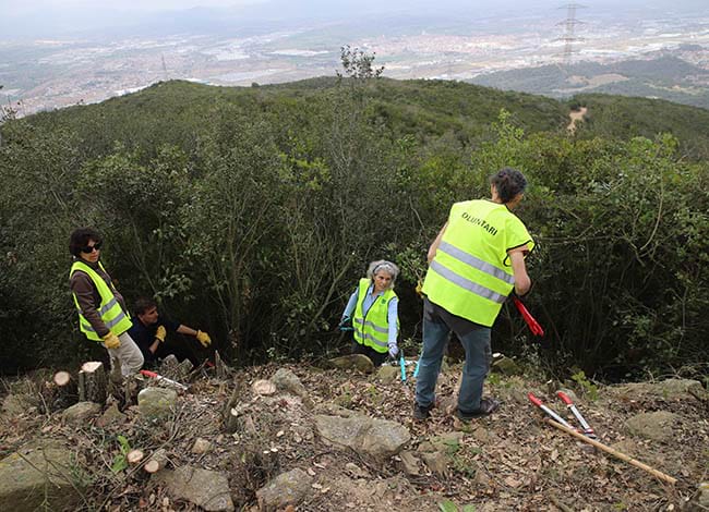 Voluntaris netejant la zona del jaciment de les Maleses. Autor: Cercle de Voluntaris dels Parcs Naturals