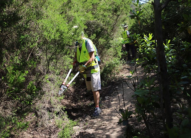 Un voluntari durant l'actuació per netejar el camí del GR 92. Autor: Cercle Voluntaris
