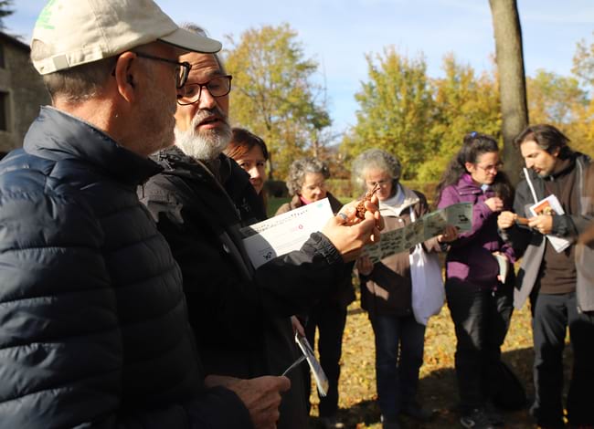 El grup de voluntaris van observar rastres al Parc del Castell de Montesquiu. Autor: Cercle de Voluntaris