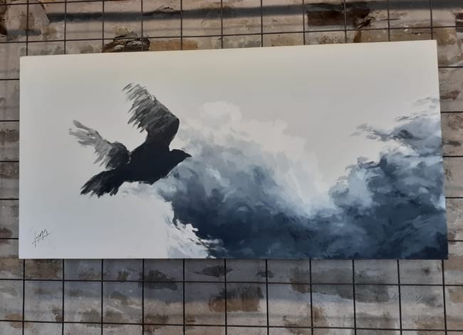 Una de les peces a l'oli de l'exposició 'Silencis',<br />de Jaume Oliva. Autor: XPN