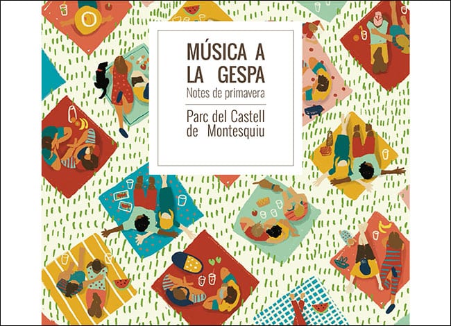 Cartell de Música a la gespa 2022. Notes de primavera. Il·lustració d' Elisenda Soler
