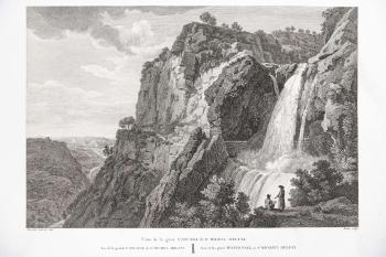 Vista del salt del Tenes. Voyage pittoresque et historique de l'Espagne, d’Alexandre Laborde (1806). Arxiu del Servei de Patrimoni Arquitectònic Local