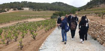 Alumnes algueresos de visita al celler Puig Batet-Finca Corral d’en Massó (Parc del Garraf). Autor: Depana (2023).