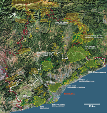 Mapa de la Xarxa de Parcs Naturals